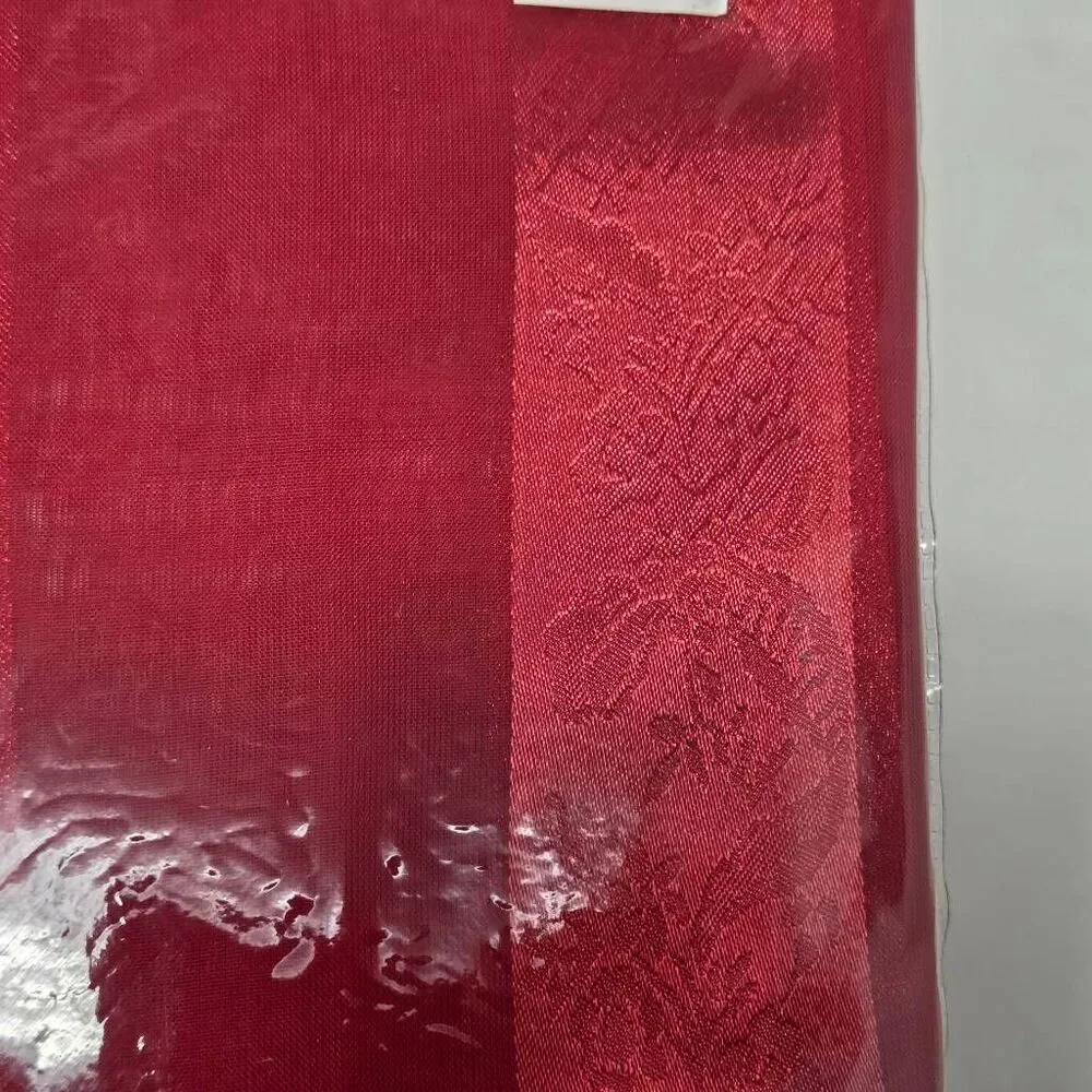 LINENS N THINGS CHRISTMAS SHEER STRIPE POLYESTER SQUARE TABLECLOTH 52